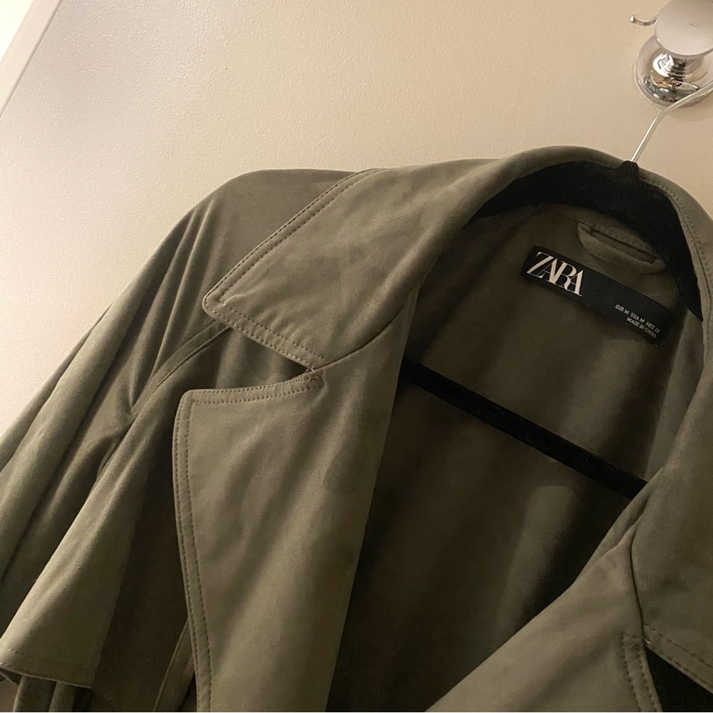 Zara Suede Green trench Coat